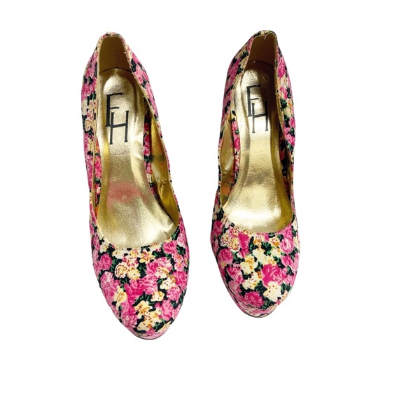 Farenheight Floral Round Toe Platform Pumps size 8 - Picture 4 of 5